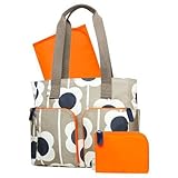 Orla Kiely Diaper Bag Tote - Tan Large Floral Print by orla