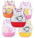 女の子ベビー 食事用スタイ エプロン 防水ビブ ノースリーブ 食べこぼしポケット付き ベビー 赤ちゃん 離乳食 保育園用 お食事エプロン スモールサイズ