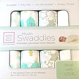 Swaddle Designs 4 Baby Blankets Lightweight Cotton Muslin Sea Green Crystal by Muslin Swaddles [並行輸入