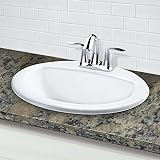 Decolav 1436 – 4-cwh Classically再定義差し込み式楕円形洗面所シンクwith 4 "蛇口ドリル、3穴4インチ、ホワイト