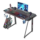 U-POWER ゲーミングデスク パソコンデスク 幅100cm×奥行60cm H-100 イヤホンフック・ドリンクホルダー付