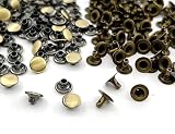 1「片8」 100組入 片面カシメ 頭8mm 足6mm カシメ 8mm カシメセット 革細工金具 かしめ カシメ金具 レザークラフト 金具 頭径8mm 足6mm,光沢アンティークゴールド