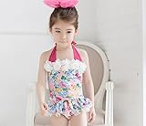 キッズ水着 ワンピースキッズ水着 花柄キッズ水着 レッド　120 【5点】