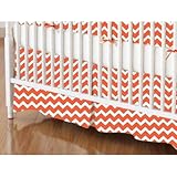 SheetWorld - Crib Skirt (28 x 52) - Orange Chevron Zigzag - Made In USA by sheetworld