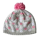 (ビグッド)Bigood 可愛い ニット帽　赤ちゃん ベビー帽子 男の子 出産祝い 新生児 キッズ 女の子 秋冬 子供 ニットキャップ ボンボン 兎柄 グレーM