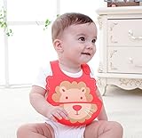 お食事エプロン スタイ よだれかけ 新生児 baby 出産祝い ギフト プレゼント用 ポケット付き シリコンビブ 6ヶ月～3歳 (レッド)
