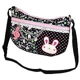 パプピ ショルダーバック 女の子 キッズ ウサギ キャラクターバック キャンバス 子供用 ブラック F