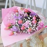 花 誕生日 プレゼント 春の花束 2Lサイズ チューリップ 花束 ピンク スイートピー 入学祝い 卒業祝い バレンタイン エーデルワイス 花工房