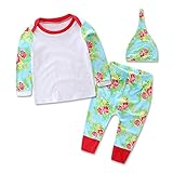 xilalu Lovely Baby花柄プリント長袖トップス+パンツ帽子服 カラー: グリーン