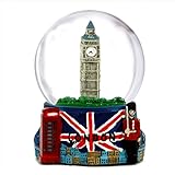 London Snow Globe with Big Ben and Union Jack Flag, 3.5 Inch (65mm) London Snow Globe