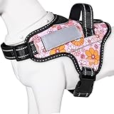 【日本企画犬ハーネス】BaoCheng 犬用胴輪 小型犬/中型犬/大型犬ハーネス 暑さ対策 喉に優しい おしゃれな色 通気性 負担がない ネームプレート 7色選択(ピンクフラワー、M)