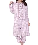 77201 マタニティ 長袖＆半袖 3点セット 前開き 授乳口付き チュニック丈 サッカー素材 吸湿 速乾 産前 産後 春 夏 秋 パジャマ ルームウェア 寝間着 授乳服 入院準備【ピンク】