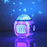 Children Room Sky Star Night Light Projector Alarm Clock with Sleeping Music and Thermometer [並行輸入品]