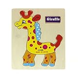Sannysis Cartoon木製ブロック動物子供パズルおもちゃ(キリン)