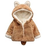 【JINDEL】子供コート子供ドレス フード付き 防寒 ベビー服 ふわふわ ベビーコート 厚手女の子 男の子 通園 防寒 ジャケット アウターウェア耳付き クマちゃん かわいい 子供服 キッズ 冬 (
