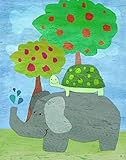 Green Leaf Art Hippo and Turtle Canvas Art [並行輸入品]