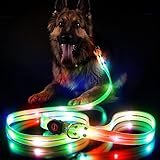Looking【新型強化版】 リード 犬 散歩 ライト 防水型 高輝度 光るリード 視認距離500m USB 充電式 ペット用 夜 1.2m 訓練リード 夜間 安全 お散歩 中型犬 大型犬 LED発光 ドッグリード