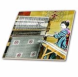 3drose Scenes from the Pastマジックランタンスライド – ヴィンテージJapanese woman weaving a美しいRug Hand Colored – タイル 8-