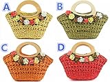 カゴバック レディース バッグ 職人手作り 春 夏 海バッグ かばん 収納バスケット ナチュラル カゴバック ショルダーバッグ 女手提げ バッグB043 (C)