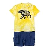 ポロラルフローレン ベアグラフィック 半袖Tシャツ カーゴパンツセット イエロー (男の子12～24か月用) 18M [並行輸入品]