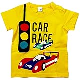 《初夏盛夏対応》 CHEEK ROOM(チイクルーム)  製品洗い加工済み42/2天竺レーシングカー半袖Tシャツ 95cm /YE NO.B-470138
