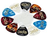 ギターピック用グリップ 20個パック 荒い素材で指に接着 ギターピックが落ちるのを止める べたつかない ハンドステイを10個付属 Mサイズ 0.71mm ギターピック10個付き