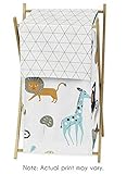 Sweet Jojo Designs Turquoise and Navy Blue Safari Animal Baby Kid Clothes Laundry Hamper for Mod Jun