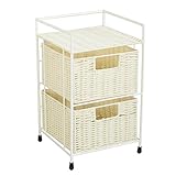 ラタン調チェスト2段 (アイボリー)