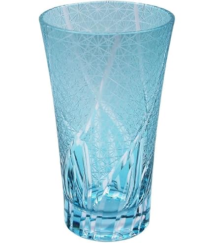 Amazon.co.jp: ノーブランド品 C8『創作ガラス藍色切子ビール杯揃樋口