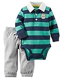カーターズ Carter's ボディスーツ アップリケ付き 長袖 & パンツ 綿100% 2点セット 2-Piece Bodysuit & Pant Set 3M (55-61cm)