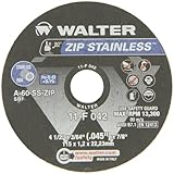 Walter ZIP Stainless Superior Cutoff Wheel, Type 1, Round Hole, Aluminum Oxide, 4-1/2 Diameter, 3/64