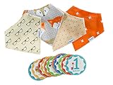 Baby Bandana Drool Bib Kit by Tiny Stars - Girl Absorbent Cotton/Fleece Snap-On Bibs with 12 Baby Mo