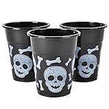 Black And White Skull And Cross Bones Pirate Plastic Cups (50)