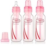 Dr. Brown's - 自然な流れ標準的な赤ちゃんボトル 3 個パック ピンク - 8ポンド