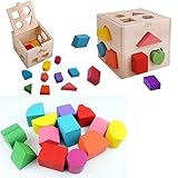 ディーマーク 興味図形認知 木製ボックス パズル 型はめ遊び 木のおもちゃ 知育 立体パズル 13ピース込み 出産祝い ギフト 誕生日 プレゼント