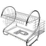 ステンレス製食器棚2段、キッチン用食器棚ドレーナーラックホルダードレンラック食器乾燥ラックレターP、スタックフットボールテーマイラスト、大文字Pチームスポーツデザイン、黒と白ステンレス製食器棚キッチンドライドリップトレイカトラリーラック収納