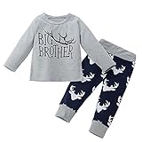 (プタス)Putars ベビー服 子供服 上下セット Tシャツ 男の子 big brother 鹿柄 可愛い 秋 冬 スポーツ 運動会 旅行 記念日 プレゼント 12ヶ月-4歳