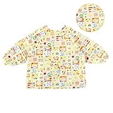 幼児 赤ちゃん ベビー 子供服 お食事用 スモック 幼稚園キッズ 絵画用エプロン うわっぱり 防水 防汚 快適 柔らかい 綿製 2PCS 1－3歳（黄色）