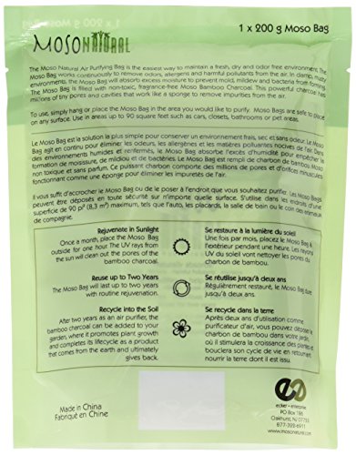 RoomClip商品情報 - MosoNatural Bag・モソバッグ 200g 2年間消臭 夏にも最適 調湿機能 モソナチュラル 日本食品分析センターが認めた 99.9％消臭 空気清浄バッグ 最高級竹炭使用 麻生地 調湿 有害な汚染物質やアレルギー源除去に (Green)