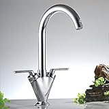 Wrightjp キッチン用水栓 キッチン蛇口 混合栓 シングルレバー混合水栓 水道蛇口 2ハンドル 360度回転 全方位吐水 台所 洗面 キッチン シンク用 取り付けホース２本付き