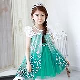 美来Kids 子供 アナと雪の女王 エルサ風 ドレス コスチューム ミニ丈 ワンピース (100, グリーン)