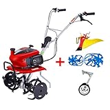 ホンダ 耕運機 こまめ F220 ニューイエロー培土器+二輪移動タイヤ+ ブルースパイラルローター650セット