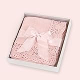 Soft Pink Baby Blanket in Gift Box. Antique Style.