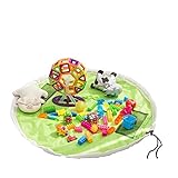 llzjおもちゃストレージバッグKids ToysオーガナイザーBaby RugポータブルLarge Tidyバッグストレージ巾着遊びマット子供家庭用クイックポーチソートアウトオックスフォード布、グリ