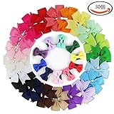 Goodlucky365 30個　赤ちゃん　女の子　ヘッドバンド　グログラン　リボン　ブティック　ヘアネクタイ　アリゲータークリップ　小さい　丈夫　ヘアクリップ　バレッタ　用途：小さな女の子、赤ちゃん