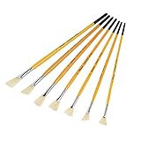ペイントブラシ 7Pcs ファンブラシ ホワイトブリストル ロングハンドル