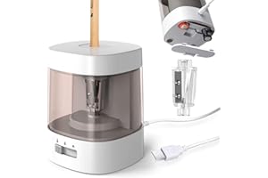 電動鉛筆削り 電動シャープナー 入学準備 6-8mm鉛筆 乾電池/USB電源供給 充電不可 デッサン鉛筆 小学生 色鉛筆 デッサン 美術 (ホワイト)