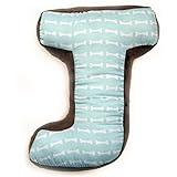 One Grace Place Puppy Pal Boy Letter Pillow J, Powder Blue, Sage Green, Chocolate Brown, Orange, Whi