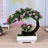 1pc 5色人工花エミュレート盆栽シミュレーション装飾フェイクグリーンポットプラスチック植物ツリー装飾品ホームデコレーション One Size ピンク SEDFGJ32829858607