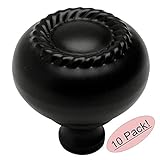 Cosmas 4040 FBフラットブラックロープ/スクロールキャビネットハードウェアノブwith Matchingバックプレート – 1 – 1 / 4 "インチ直径 – 10パック